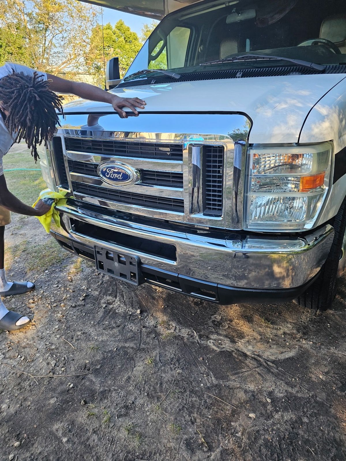 Motorhome cab washed