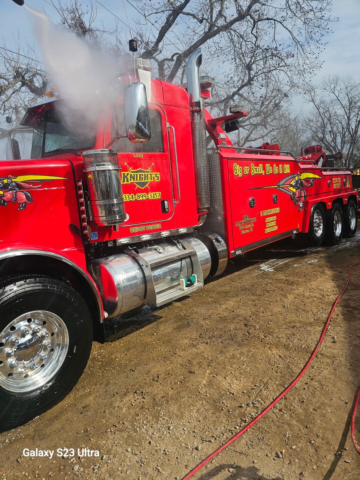 Semi truck front end washed