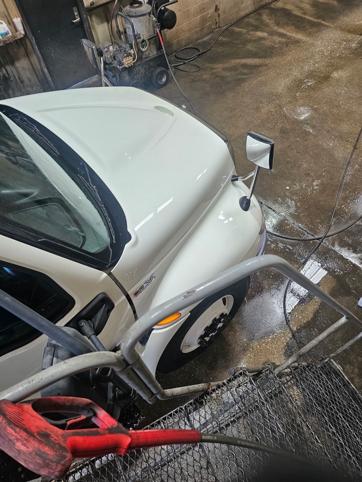 Box truck cab washed
