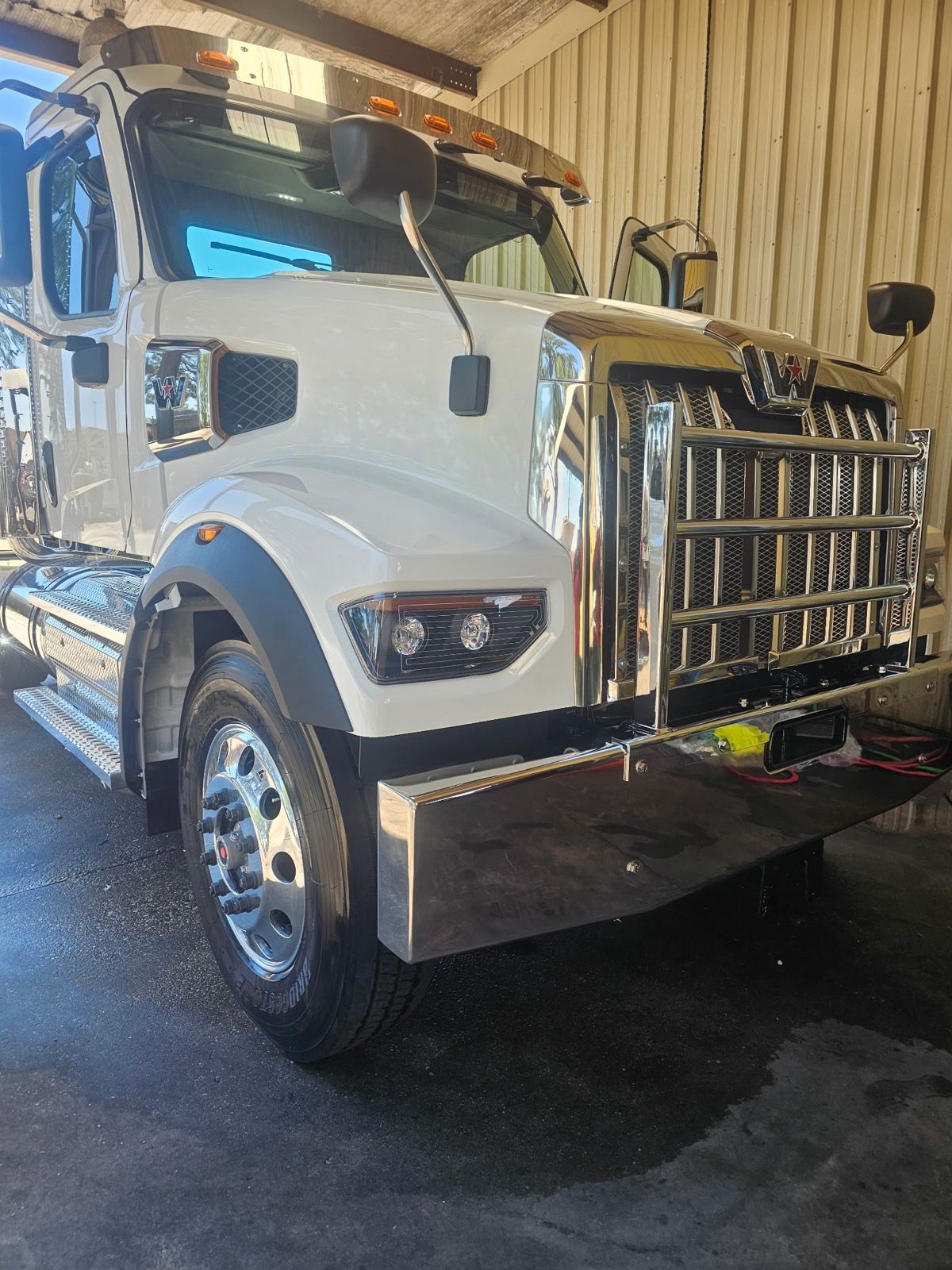 Semi truck front washed